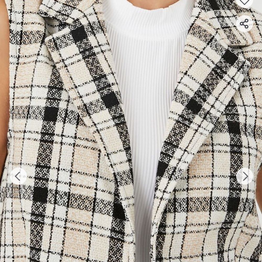 Tweed Plaid Open-Front Vest - Picture 3 of 7